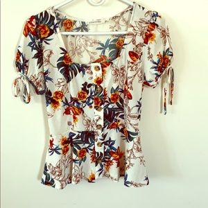 Floral bottom down shirt